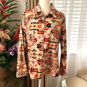 Breckenridge Western Tribal Printed Zip Up Shirt Jacket Shacket in Stone